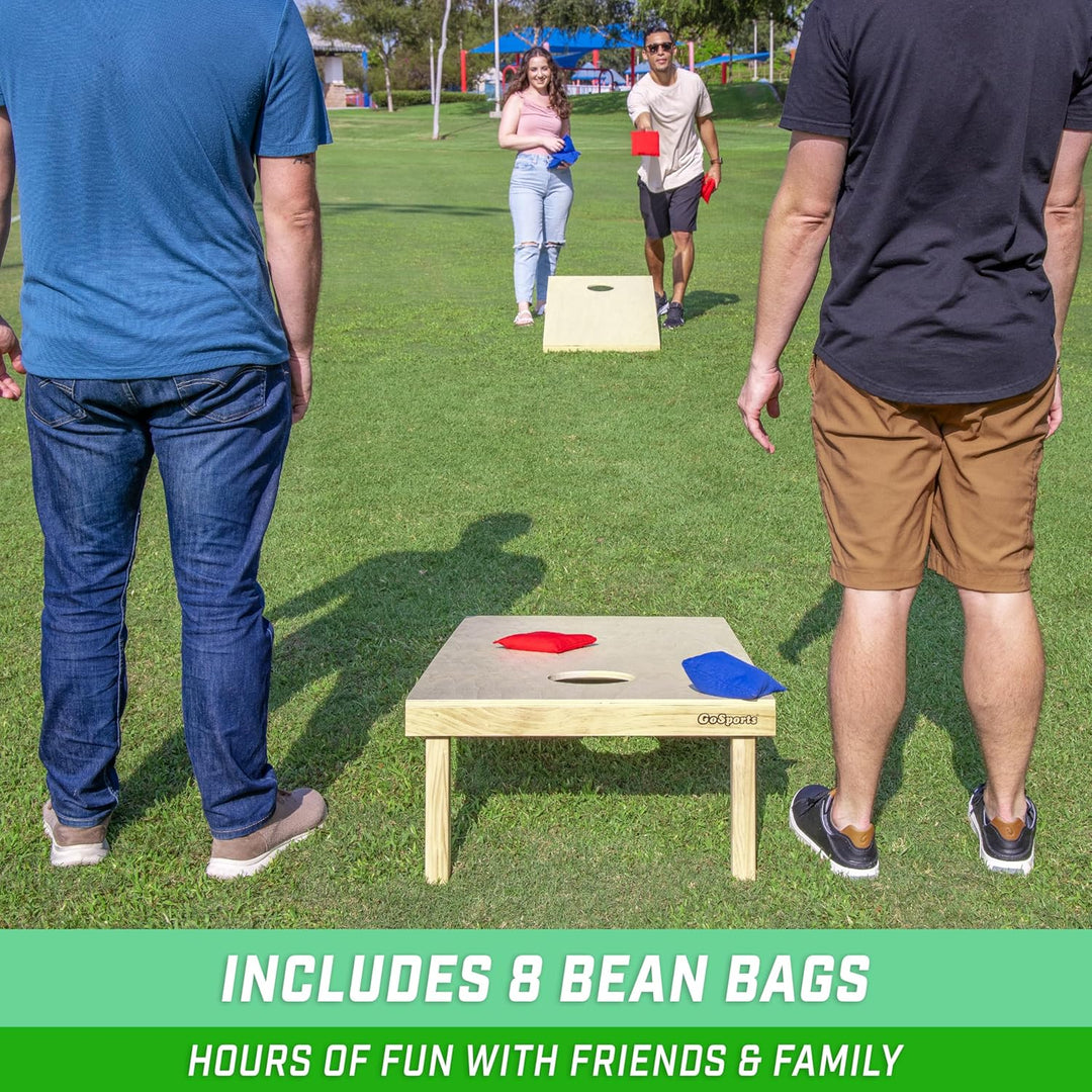 GoSports Premium-Cornhole-Sets aus Massivholz, wähle 1,2 x 0,6 m oder 91 x 61 cm, Spielbretter entha