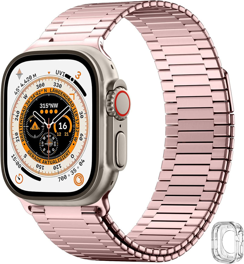 Charlam Ersatzarmband Kompatibel mit Apple Watch Armband 49mm, Magnet Metall Edelstahl Watch Ersatzb