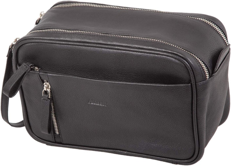 Alassio 47036 - Kulturtasche Salina, Kulturbeutel aus Echtleder, Reisetasche für Herren und Damen mi