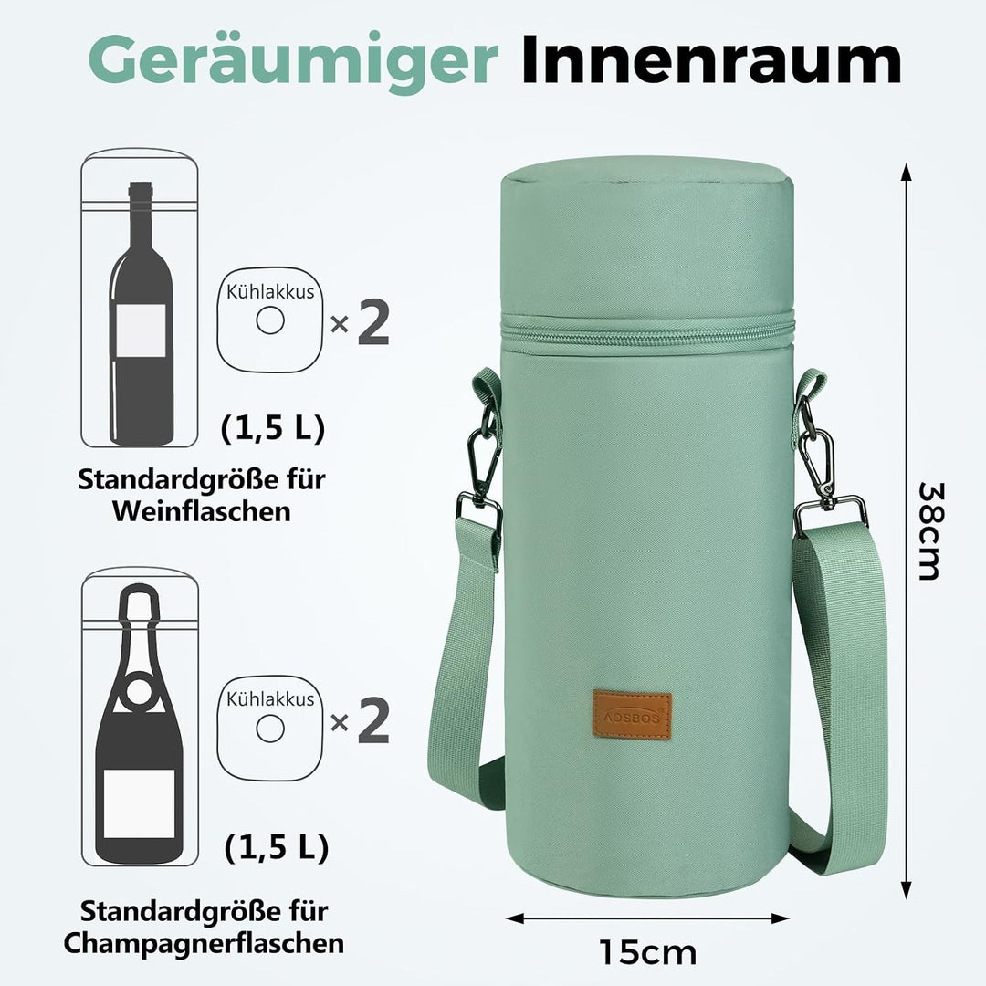 Aosbos Flaschenkühler für unterwegs Kühltasche für Flaschen Manschette | Für Weinflasche Champagner