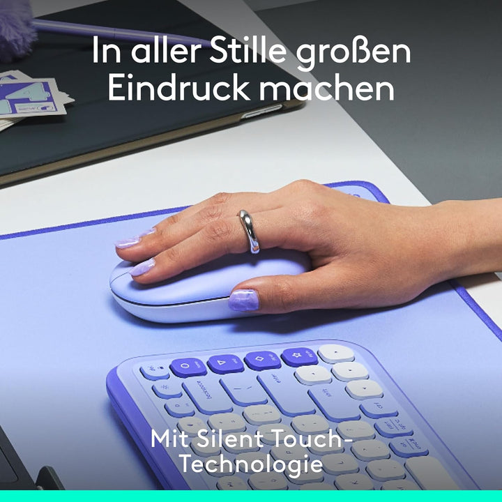 Logitech POP Mouse, kompakte und Mobile kabellose Bluetooth-Maus mit programmierbaren Tasten und lei