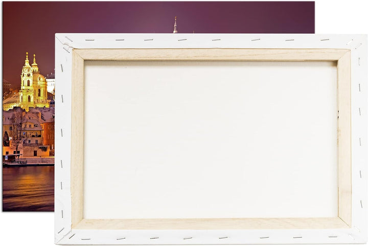 deyoli erhellendes Prag bei Nacht Format: 60x40 als Leinwand, Motiv fertig gerahmt auf Echtholzrahme