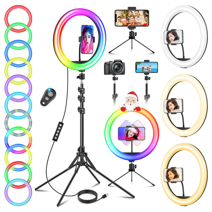 12 Zoll Ringlicht mit Stativ Handy, Tisch LED Ring Light/Kamera Handystativhalter mit Ringleuchte fü