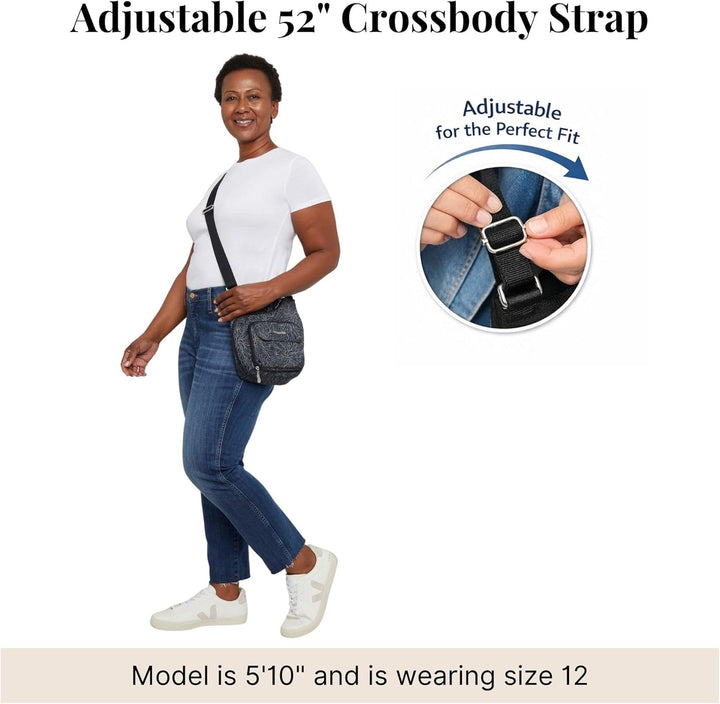 Baggallini Criss Cross Crossbody Bag Midnight Blossom, Midnight Blossom