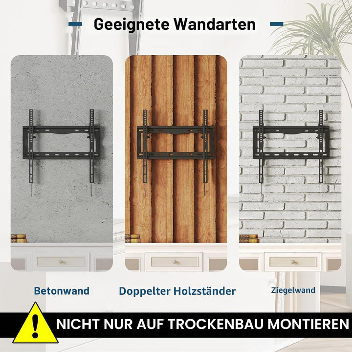 BONTEC TV Wandhalterung für 26-65 Zoll LCD/LED/OLED/Plasma Fernseher, Neigbare Ultraslim TV Halterun