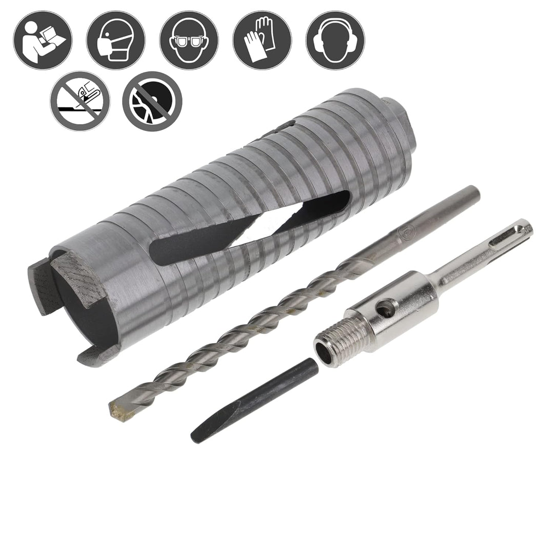 PRODIAMANT Diamant Bohrkrone ø 52mm Nutzlänge 150mm mit SDS Adapter lasergeschweisst für trocken Boh