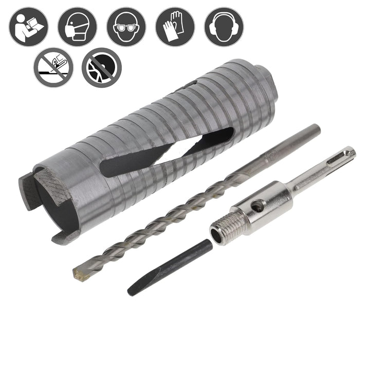 PRODIAMANT Diamant Bohrkrone ø 52mm Nutzlänge 150mm mit SDS Adapter lasergeschweisst für trocken Boh