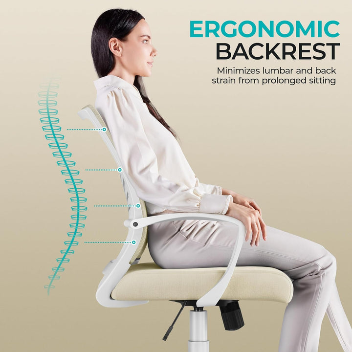 Yaheetech Bürostuhl Ergonomisch Schreibtischstuhl mit Schaukelfunktion Drehstuhl mit Gepolstertem Si