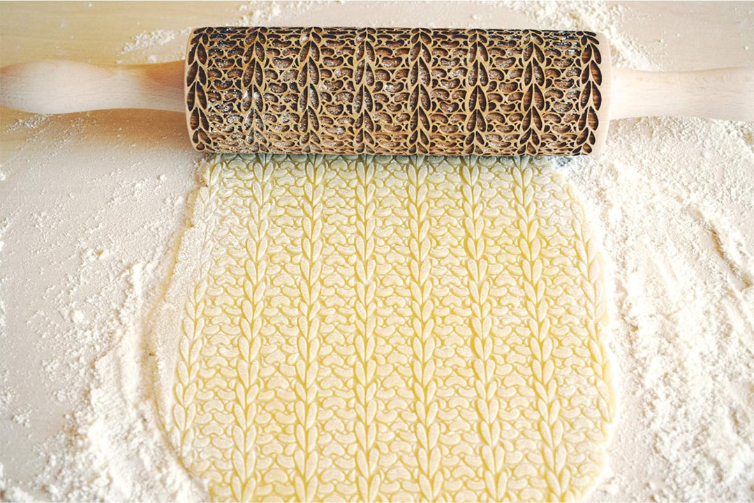 STRICKEN Prägung Nudelholz für Hausgemachtes Gebäck. Teigroller mit liebe für DIY Küche, Plätzchen.