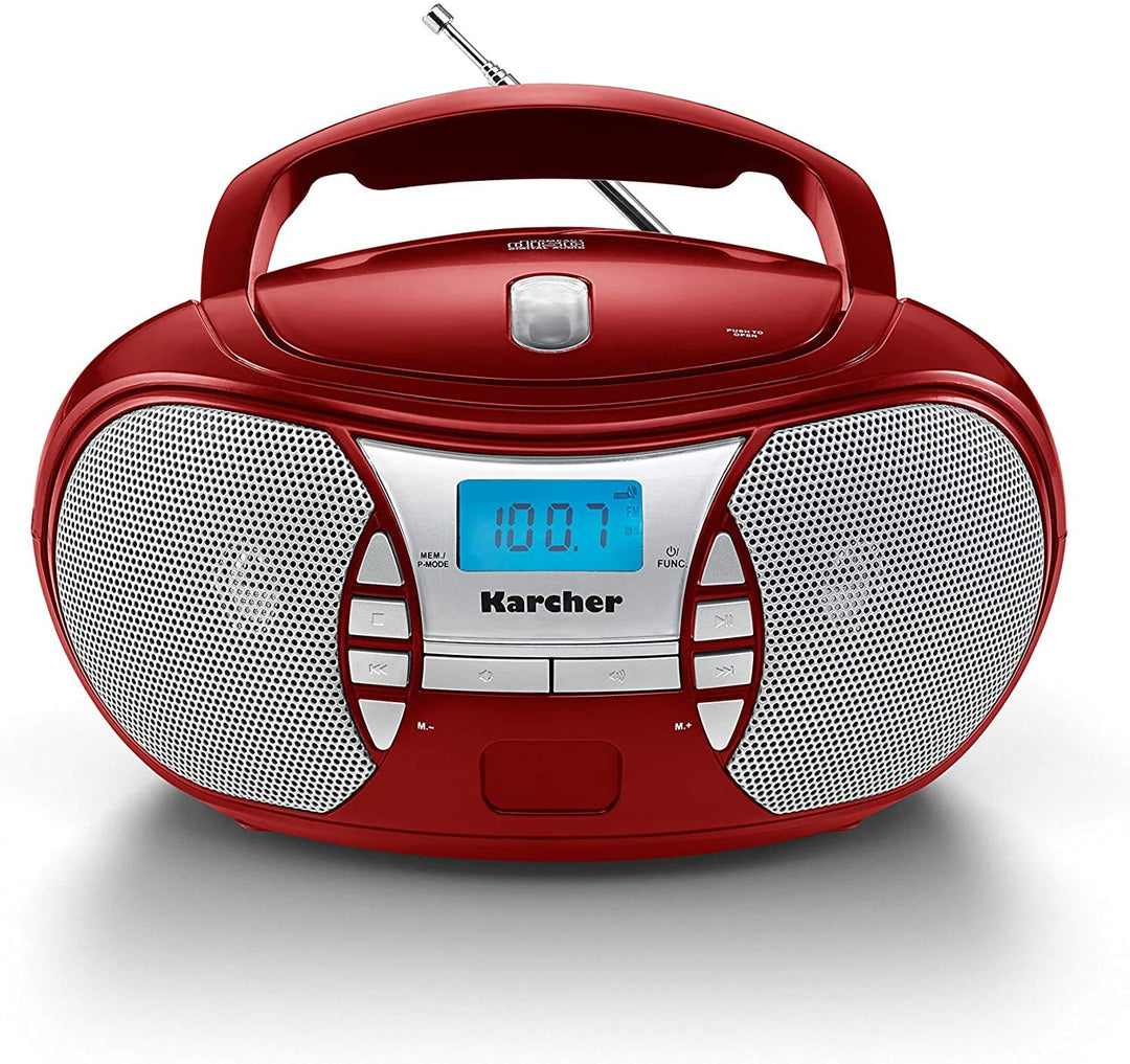 Karcher RR 5025-R tragbares CD Radio (CD-Player, Boomboxen, UKW Radio, Batterie/Netzbetrieb, AUX-In)