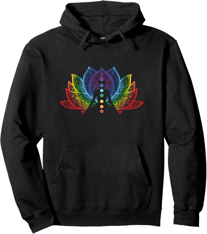 Psychedelischer Lotus Achtsamkeit Meditation Yoga Chakra Pullover Hoodie