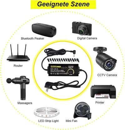 Einstellbares Netzteil 3V-24V Universal Netzteiladapter 5A 120W Verstellbarer Netzadapter 100V-240V