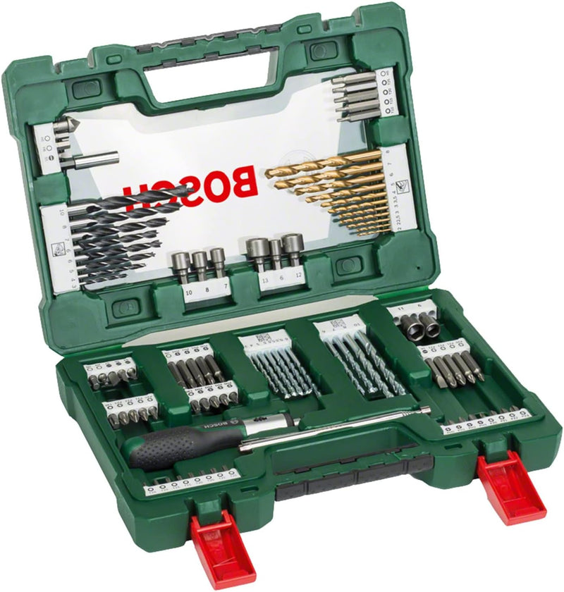 Bosch Accessories 91tlg. Titanium-Bohrer- und Bit Set V-Line (für Holz, Stein und Metall, inkl. Rats