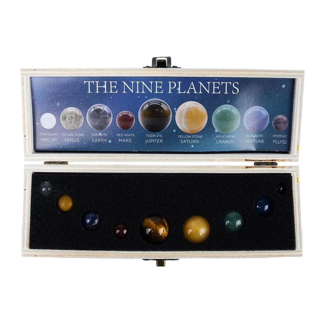 9 Planeten Solardekor Trommelkristall-Edelsteinkugel-Set, himmlische Schreibtischdekoration und krea