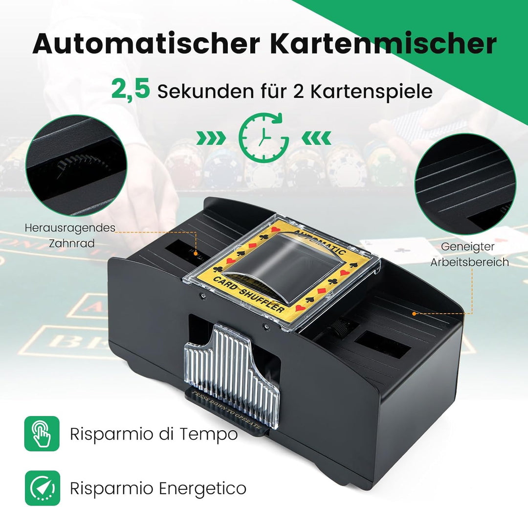 COSTWAY Pokerset 300 Chips, Pokerkoffer mit 2 Kartendeck, 5 Würfel, Dealer Button, Matte, Kartenmisc