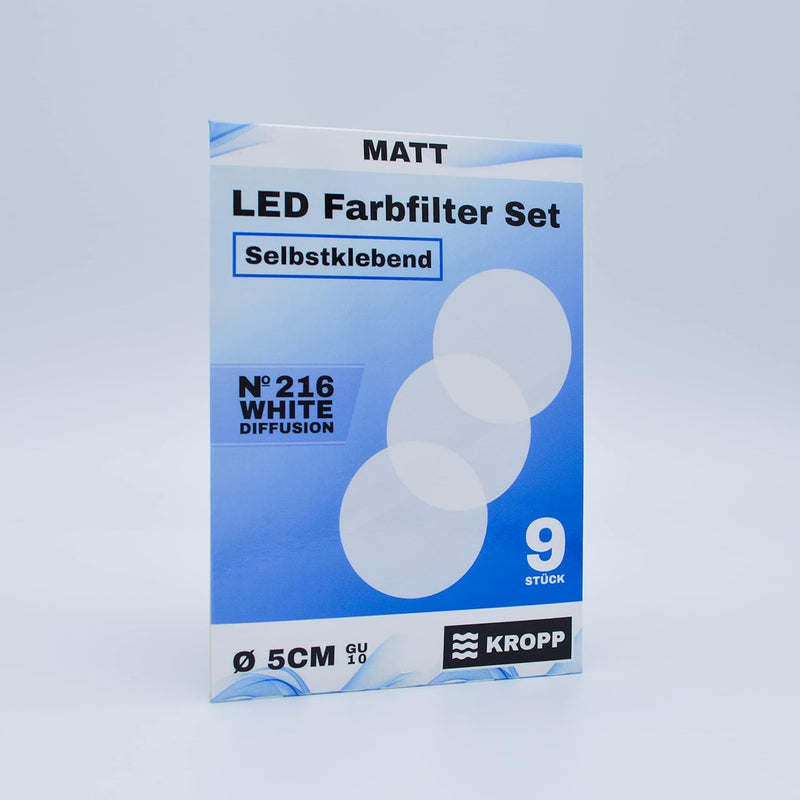 KROPP Selbstklebende Diffusorfolien für LED Lampen, 5 cm Kreiszuschnitt, Milchglasfolie für schöne O