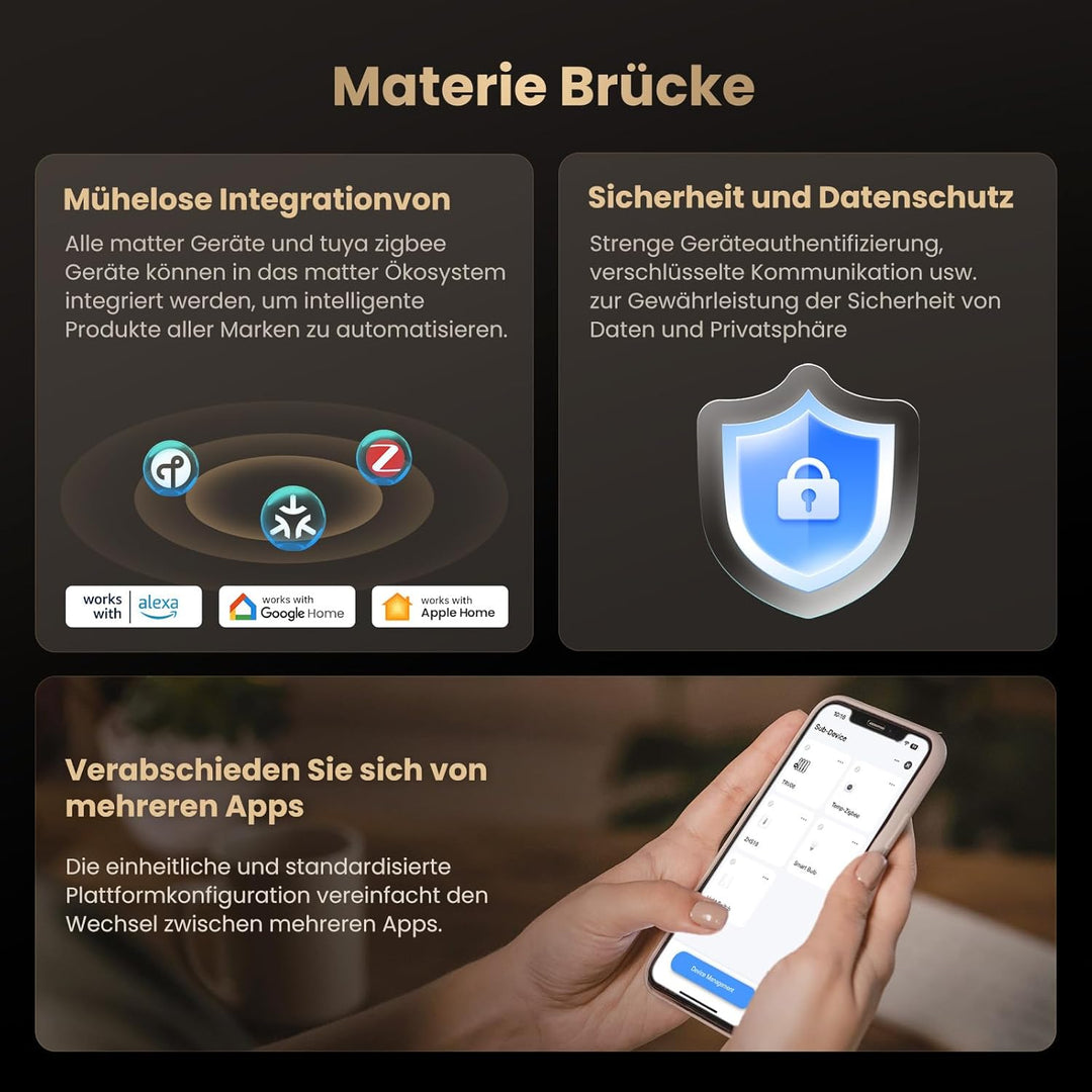 AVATTO Tuya Matter Zigbee Gateway, Thread Gateway, unterstützt Alexa, Google Assistant, Apple HomeKi