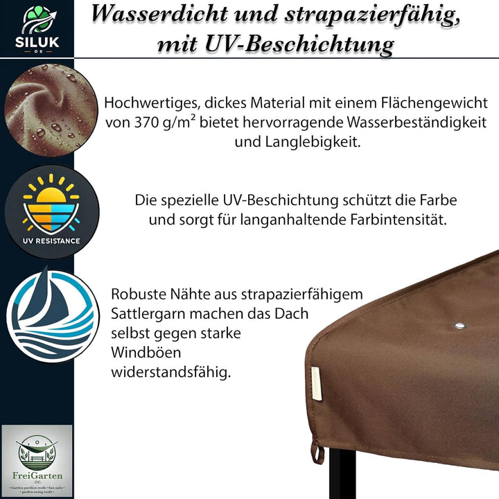 freigarten.de Ersatzdach für Pavillon 3x3 Meter Wasserdicht Material: Panama PCV Soft 370g/m² extra