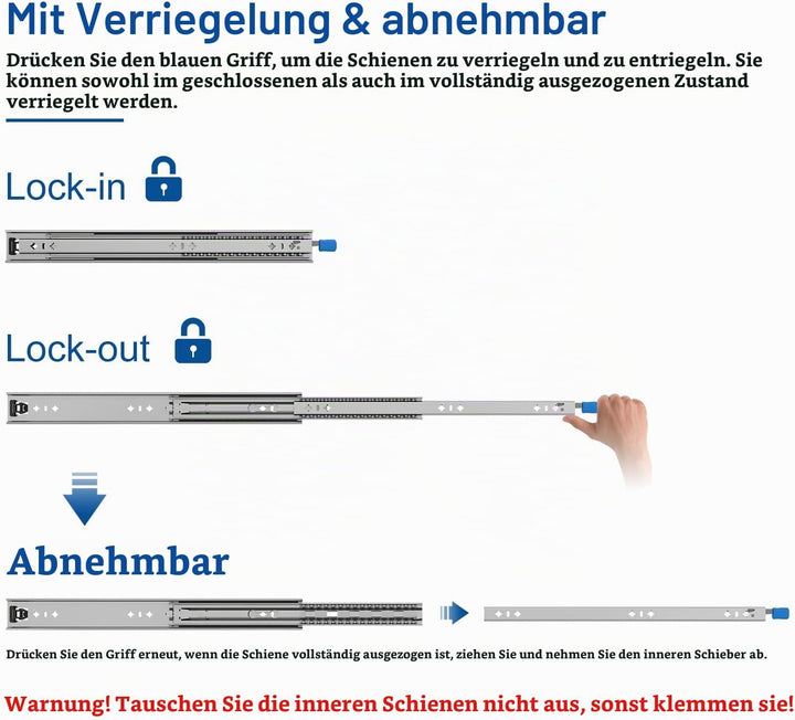 VADANIA VA2053 Schubladenauszüge Schwerlast 800mm, Heavy Duty, Vollauszug-Kugellager, 1 Paar 800mm,