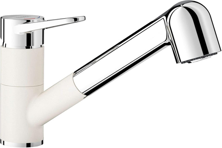 BLANCO WEGA-S II silgranitweiss/chrom | Hochdruck | Mit herausziehbarem Schlauch | Rückflussverhinde