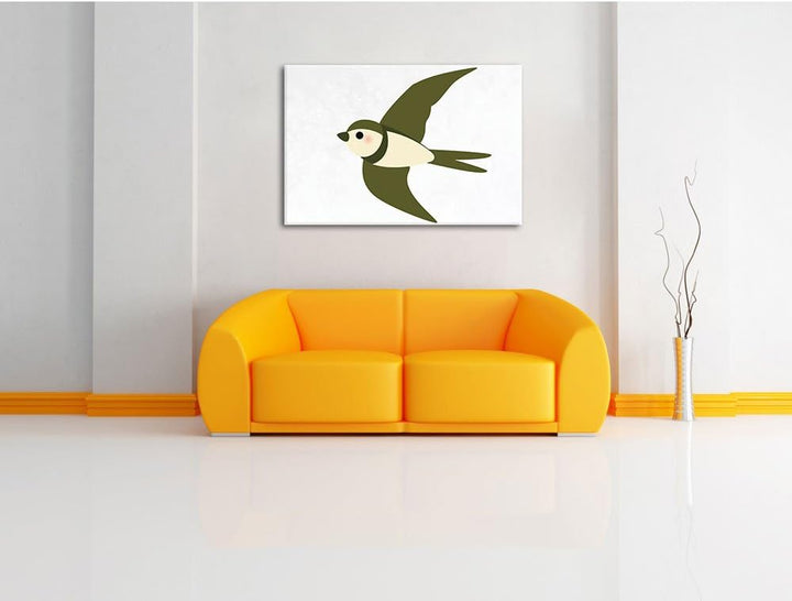Fliegende Schwalbe weiss, Format: 100x70 auf Leinwand, XXL riesige Bilder fertig gerahmt mit Keilrah