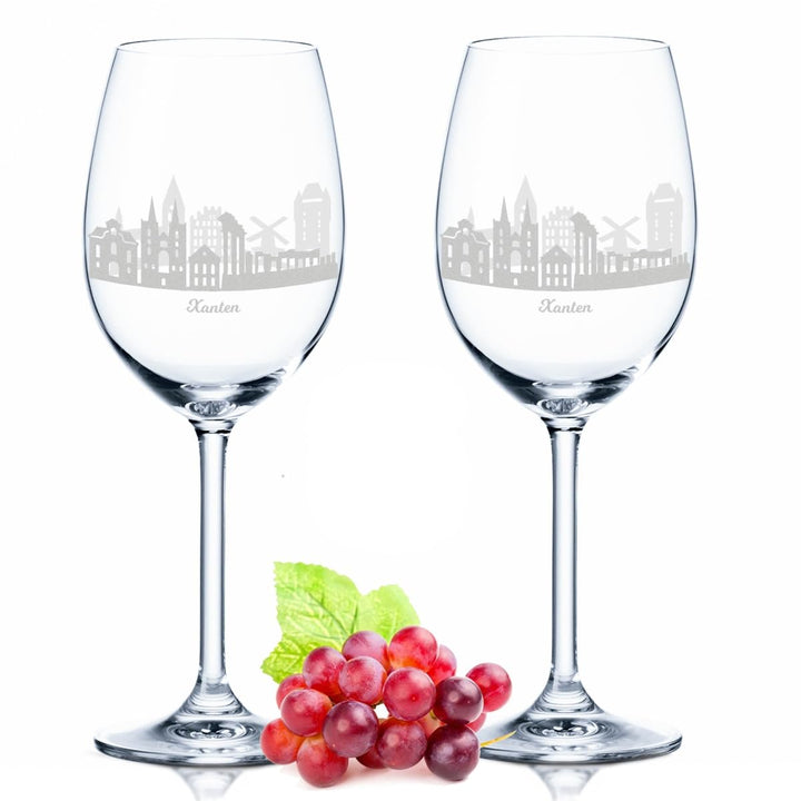 GRAVURZEILE Leonardo Weingläser - Skyline Xanten im Set - Hochwertige 360° Laser Gravur - schönes Ge