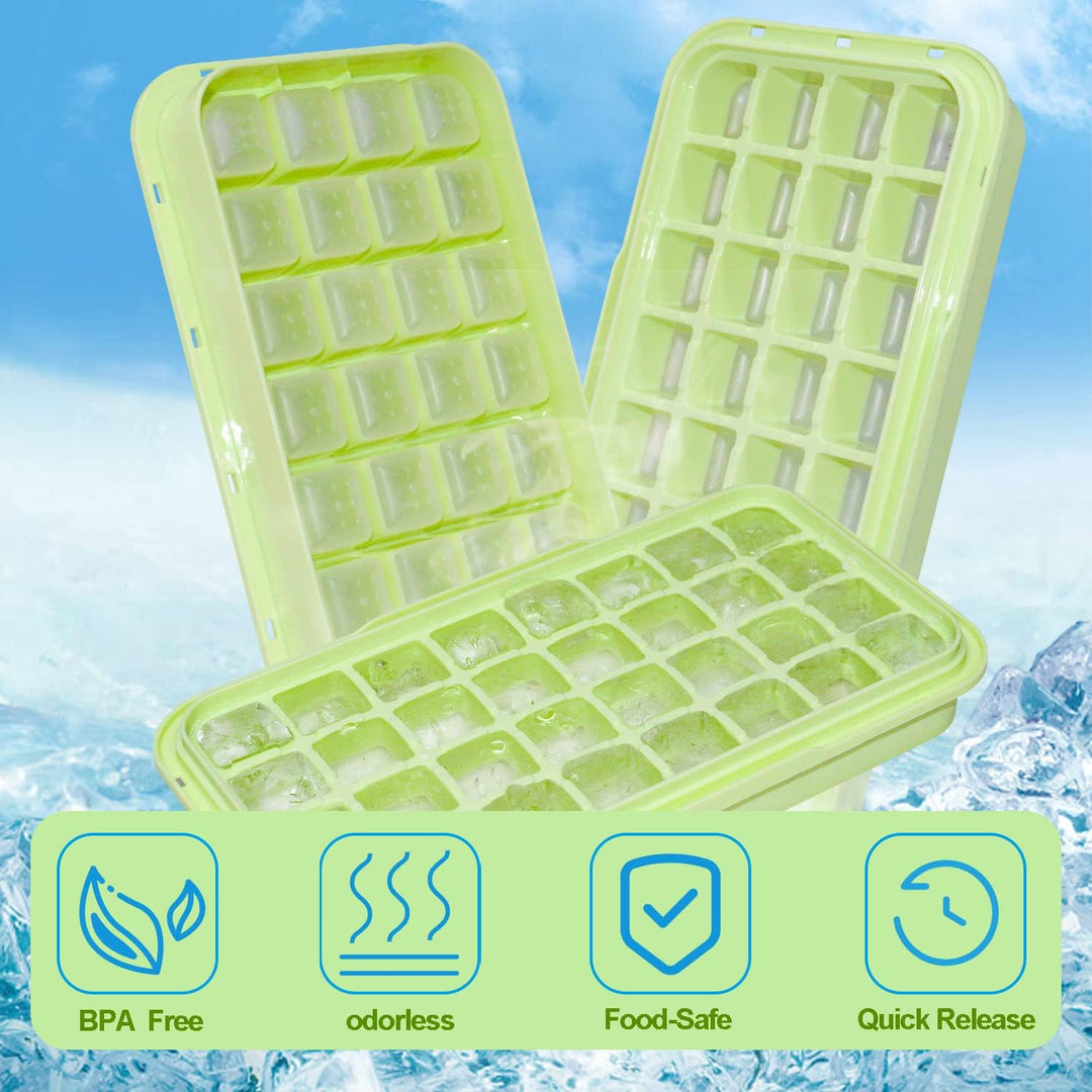 Eiswürfelform, Lebensmittelechte Silikon Eiswürfelbehälter mit Deckel, Alle Eiswürfel in Einer Sekun