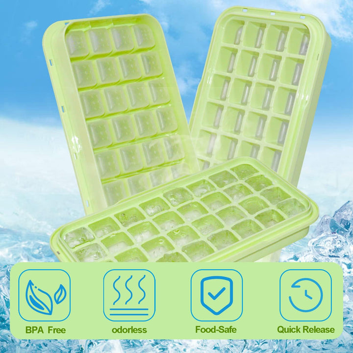 Eiswürfelform, Lebensmittelechte Silikon Eiswürfelbehälter mit Deckel, Alle Eiswürfel in Einer Sekun