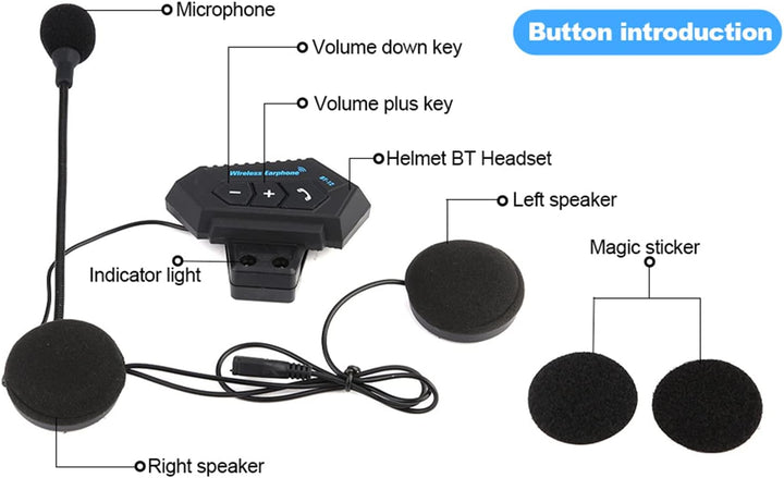 BuyWeek Motorradhelm Bluetooth Headsets, Motorrad Helm Gegensprechanlage Bluetooth V5.0 Motorradhelm