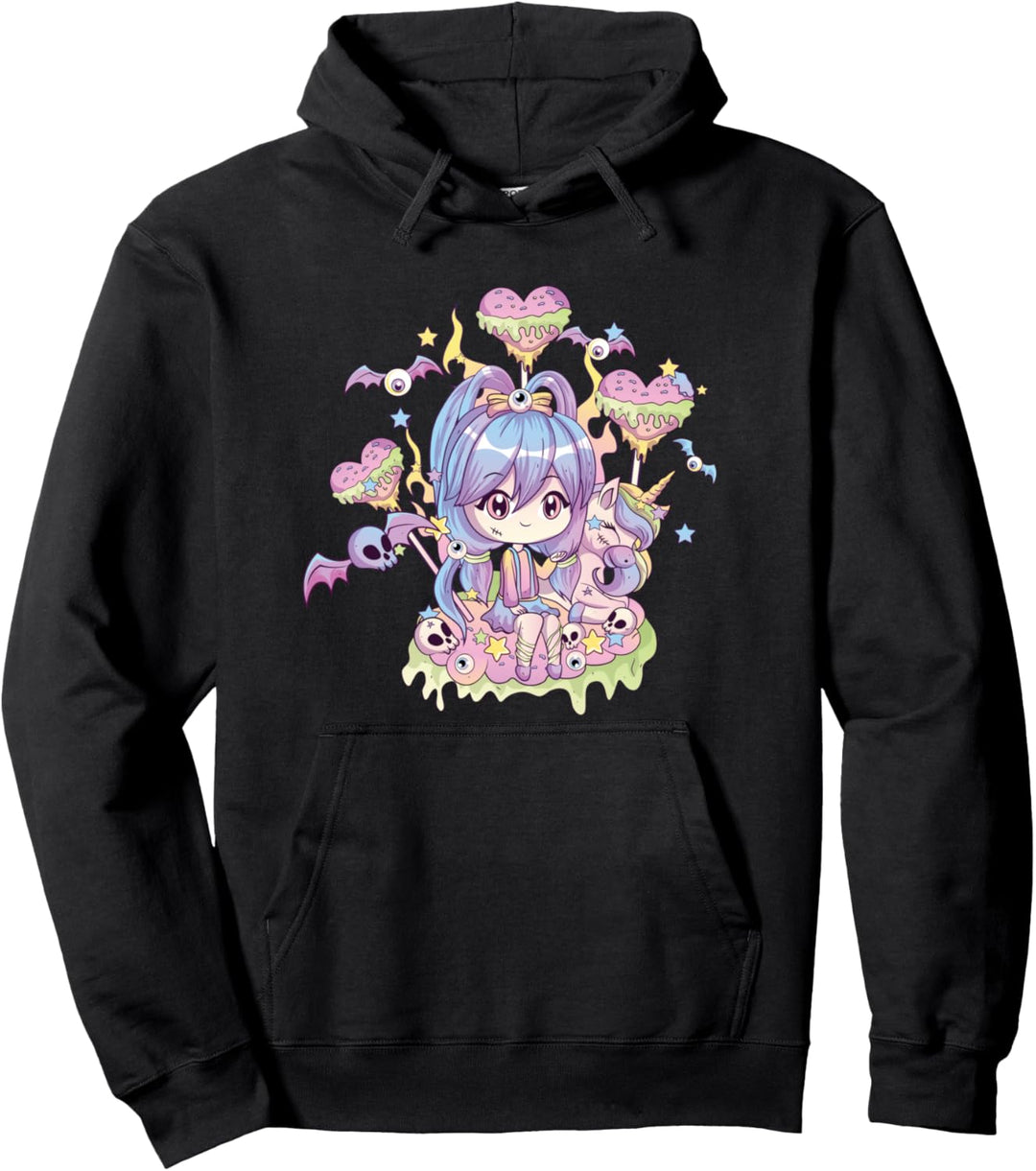 Pastell Goth Cute Creepy Girl Einhorn Kawaii Menhera Witchy Pullover Hoodie