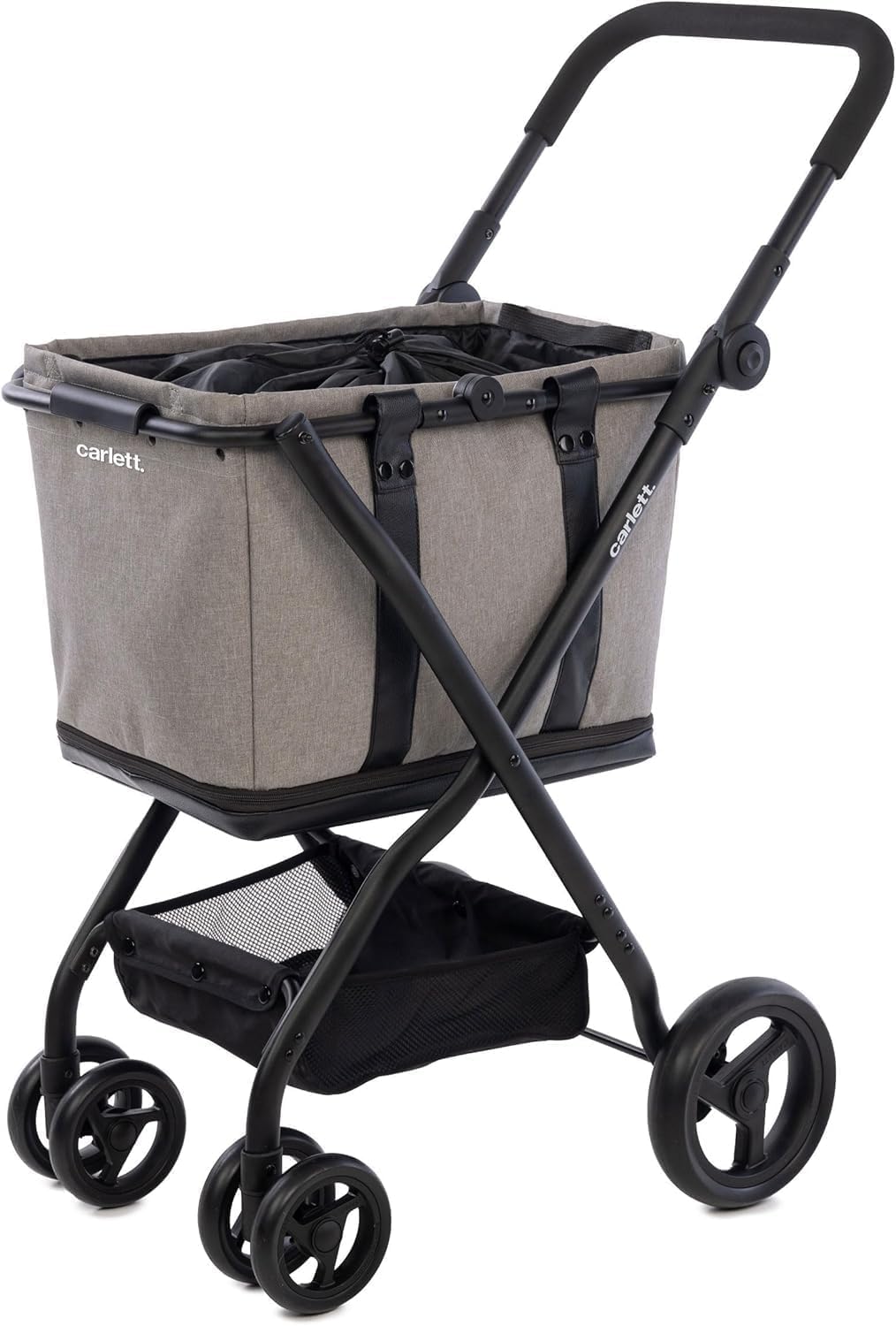 Carlett - Cube S Glacier Grey | Faltbarer Kurswagen mit Abnehmbarer Tasche | Einkaufstasche, die in