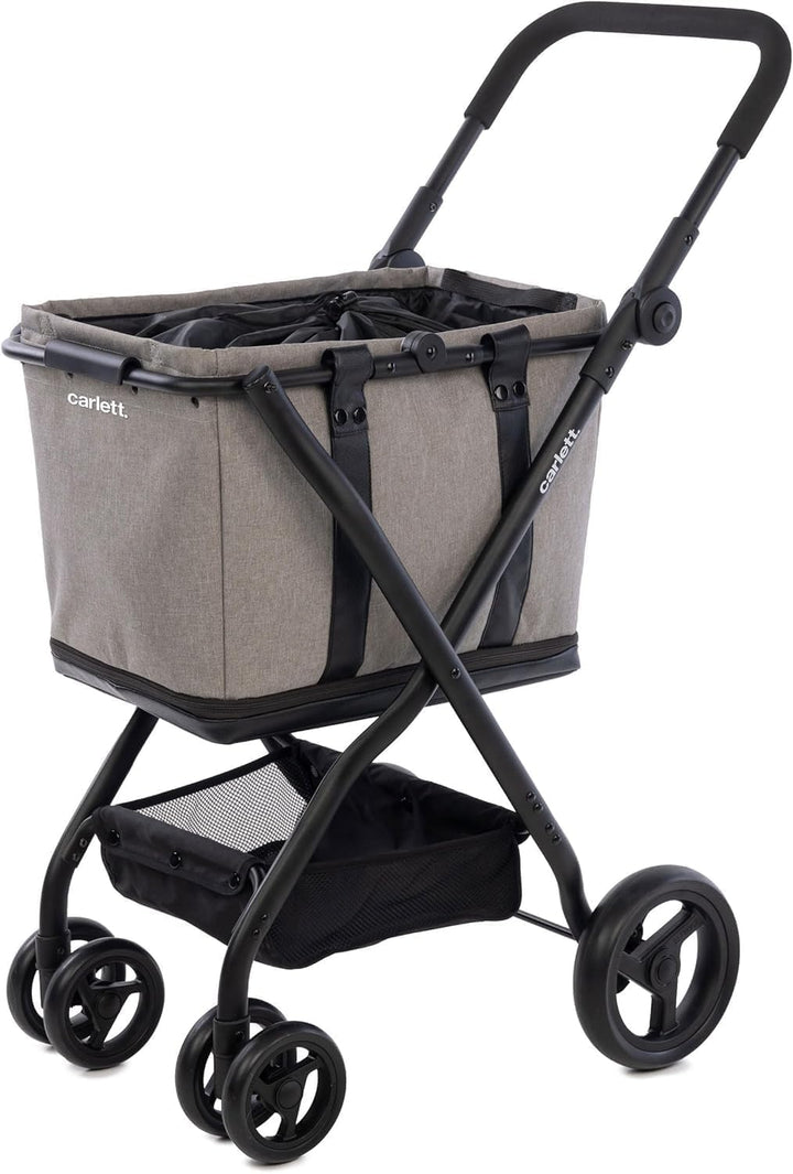 Carlett - Cube S Glacier Grey | Faltbarer Kurswagen mit Abnehmbarer Tasche | Einkaufstasche, die in