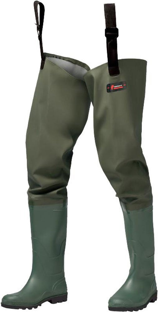 NORWAY Herren PVC-Stiefel Grün EU 42-46 Klassisch Pull-On Lässig Spazieren gehen, Garten 44 EU Grün,