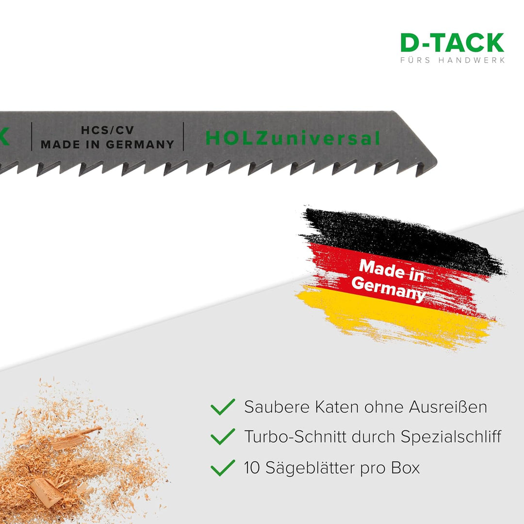 D-TACK Stichsägeblatt HOLZuniversal | 132 x 7,8 mm | 10 Stück | Für saubere und schnelle Schnitte du