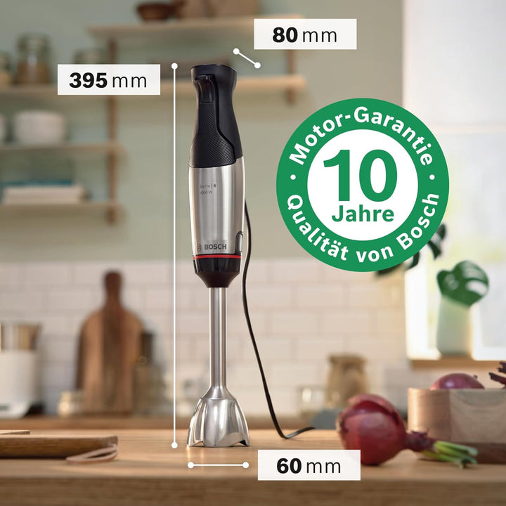 Bosch Stabmixer ErgoMaster Serie 6 MSM6M673, 10 Jahre Motorgarantie, Edelstahl-Klingen, verschleissf