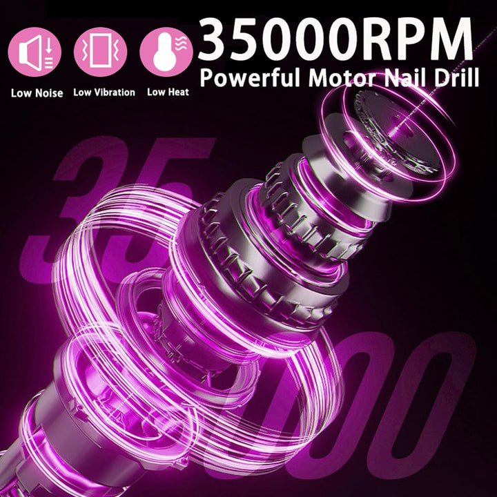 Elektrischer Nagelfräser Professionell, Tragbare Nagelfeile für Acryl-Gel-Nägel, 35000 U/min Kabello