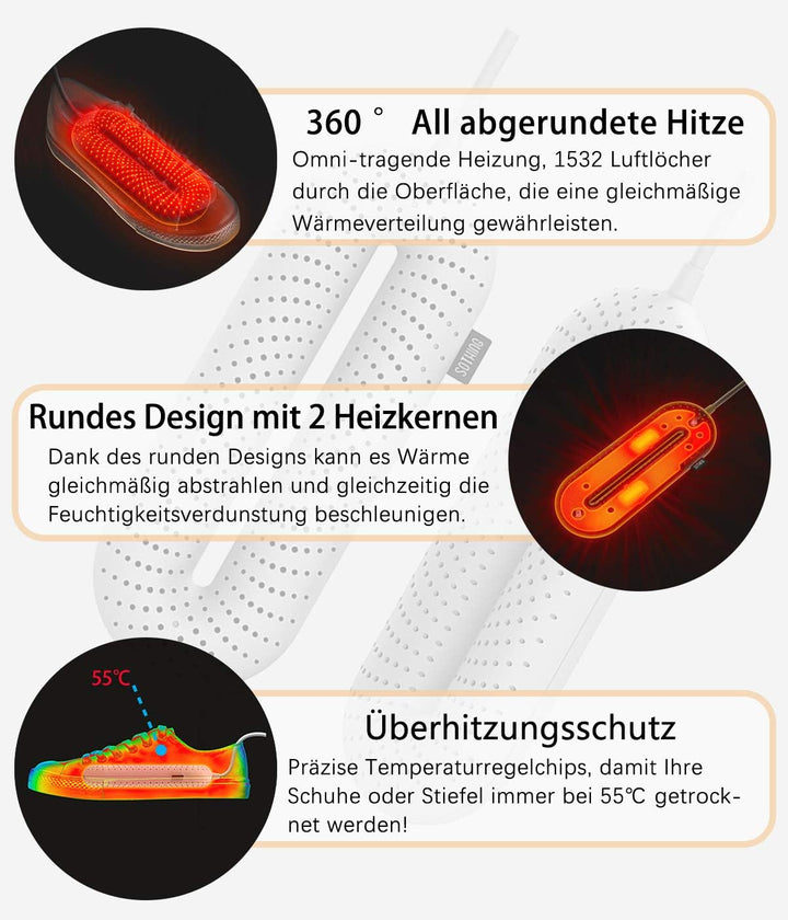 Snowpea Schuhtrockner Elektrisch, Stiefeltrockner, Schuh-und Stiefelwärmer, Verschwitzte Schuhe zu T