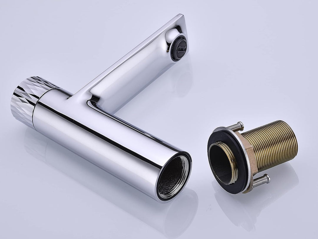 TORKU Steel Waschtischmischer, Einhebel, hochwertige Bad- und Küchenarmaturen, Chrom, Keramikkopf, M