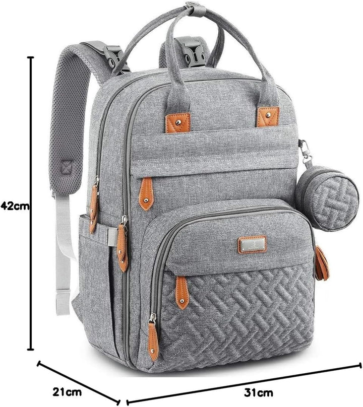 BabbleRoo Baby Wickeltasche/Rucksack, Wickelrucksack lässige Wickeltaschen Grau, Grau