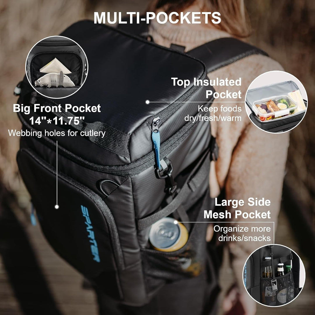 SPARTER Rucksack-Kühler, 33/49 Dosen Kühlrucksack, Isoliert Thermo Rucksack, Auslaufsicher, Wasserdi