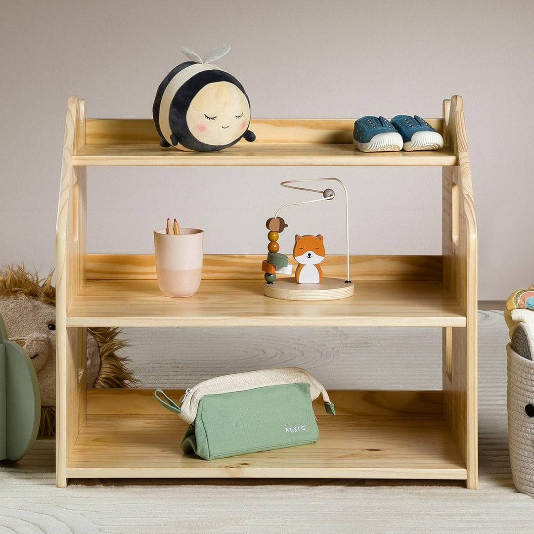 IDIMEX Kinderregal Yasmin 3 Ablagen Natur - Montessori Regal für Spielzeug und Bücher, Kinderzimmer