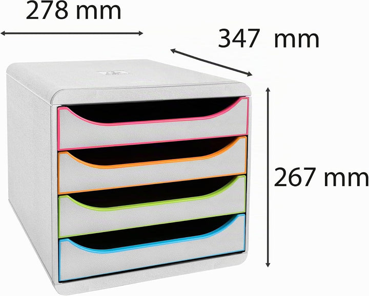 Exacompta 310913D Premium Ablagebox mit 4 Schubladen für DIN A4+ Dokumente. Belastbare Schubladenbox
