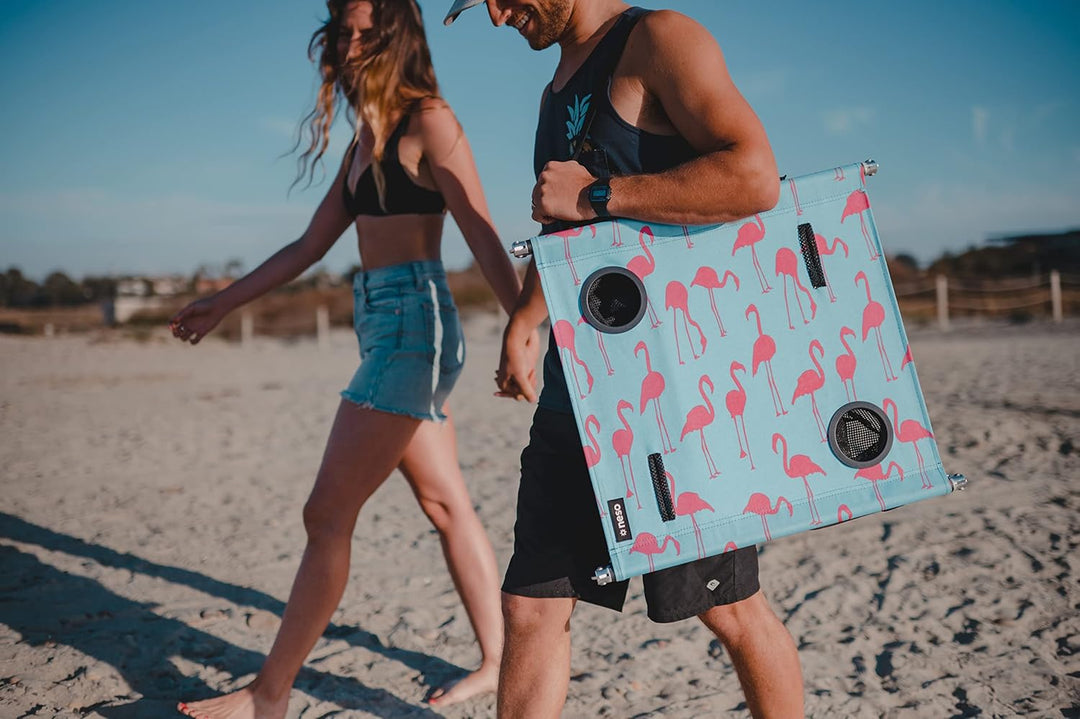 Neso Tragbarer Strandtisch mit Getränkehalter, Handytaschen, Leichter Strandtisch für Picknicks und
