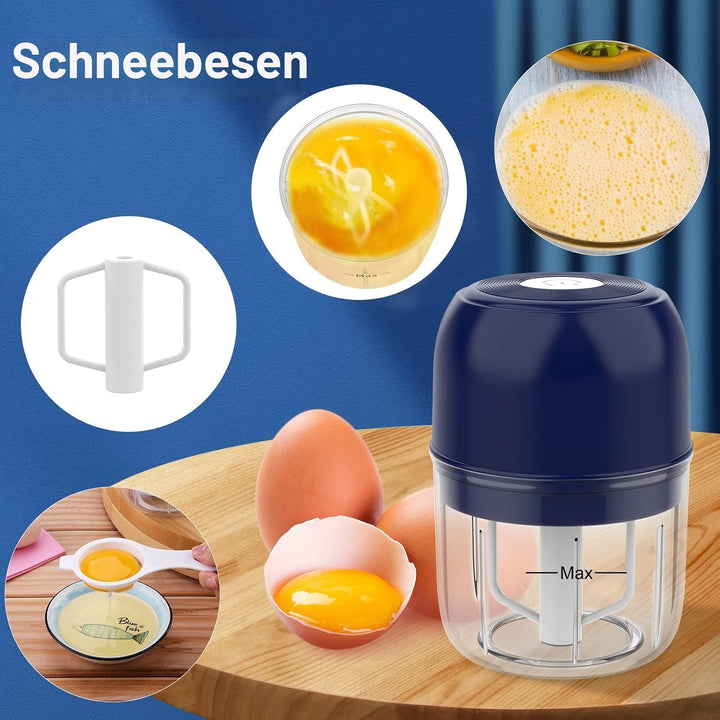 BlumWay 2 in 1 Elektrischer Knoblauchzerkleinerer, Mini-Zerkleinerer mit Eierschlägel, Lebensmittelz