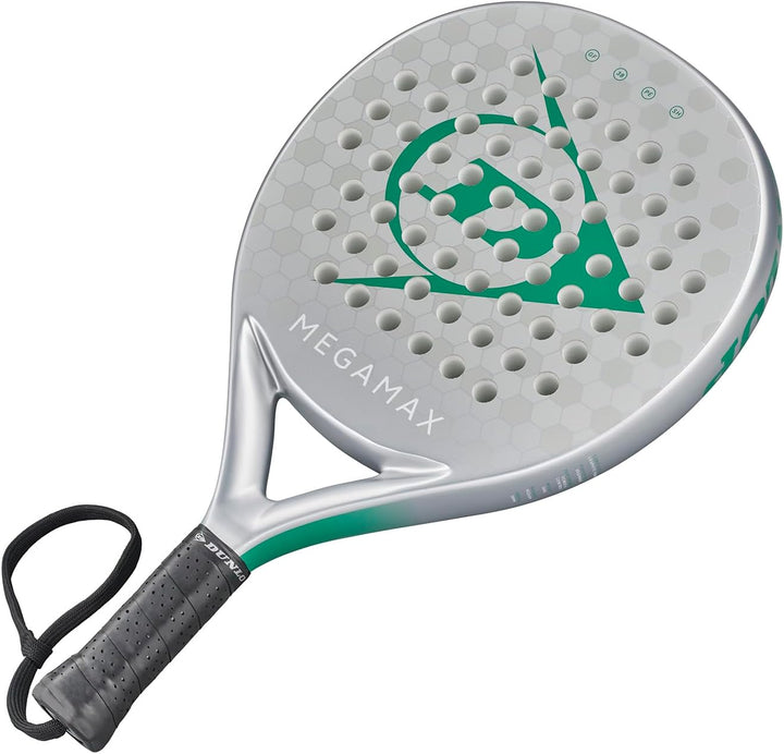 DUNLOP Padel Bat Megamax Silver – Rundform, Graphit-Rahmen, Medium-Balance, Pro-Eva-Kern – Für Anfän