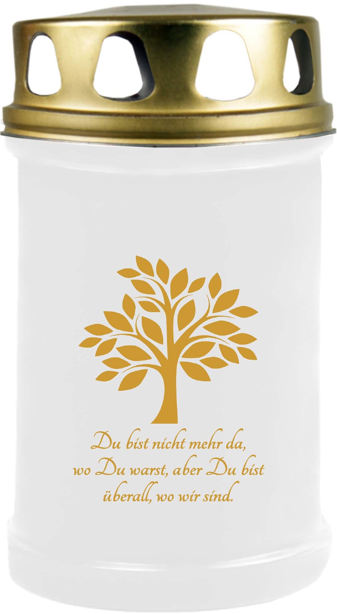 HS Candle 8er Pack Grabkerzen mit Motiv, Grablicht mit Brenndauer von ca. 2 Tage, Motiv: Baum Gold,