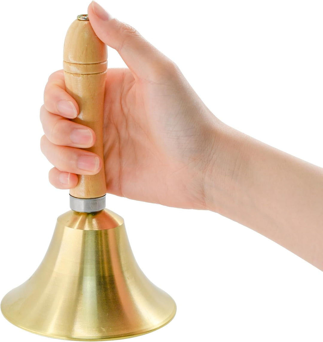 MrMrKura Superlaute Handglocke aus massivem Messing mit Holzgriff für Kirche, Hotel, Schule, Gottesd