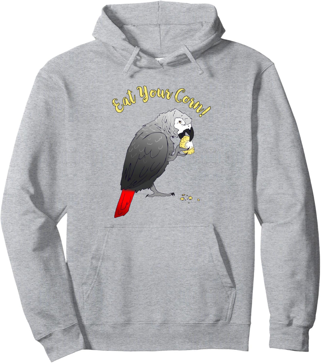 African Grey Papagei Essen Mais Pullover Hoodie