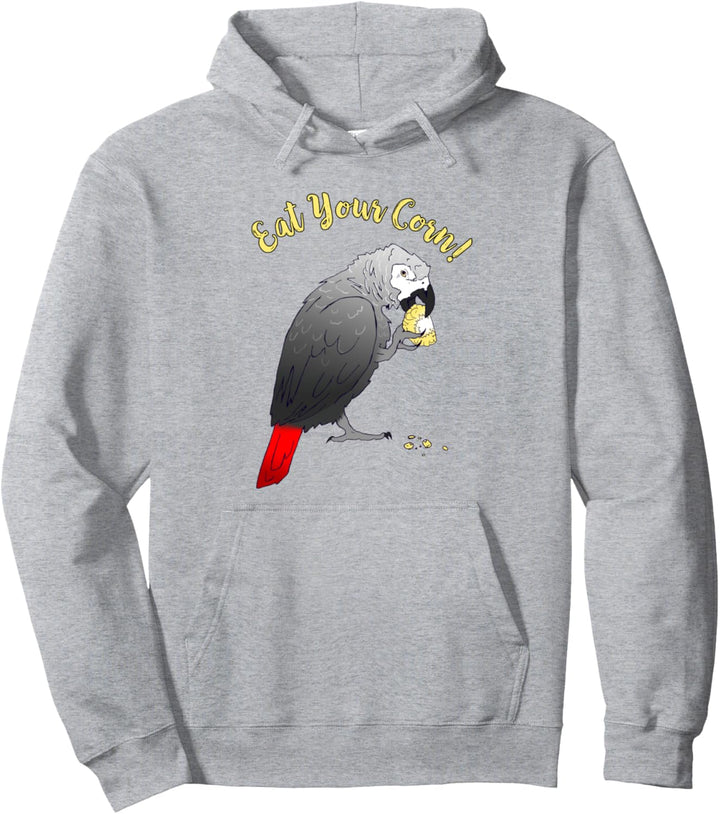 African Grey Papagei Essen Mais Pullover Hoodie