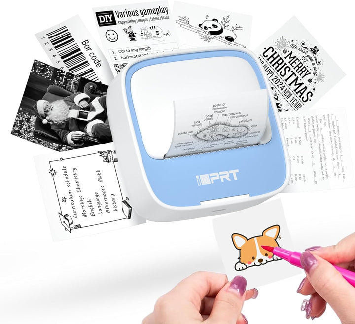 iDPRT Mini Tragbare Aufkleber Drucker，Bluetooth Thermodrucker für Studie Notizen Bilder DIY，Studienn